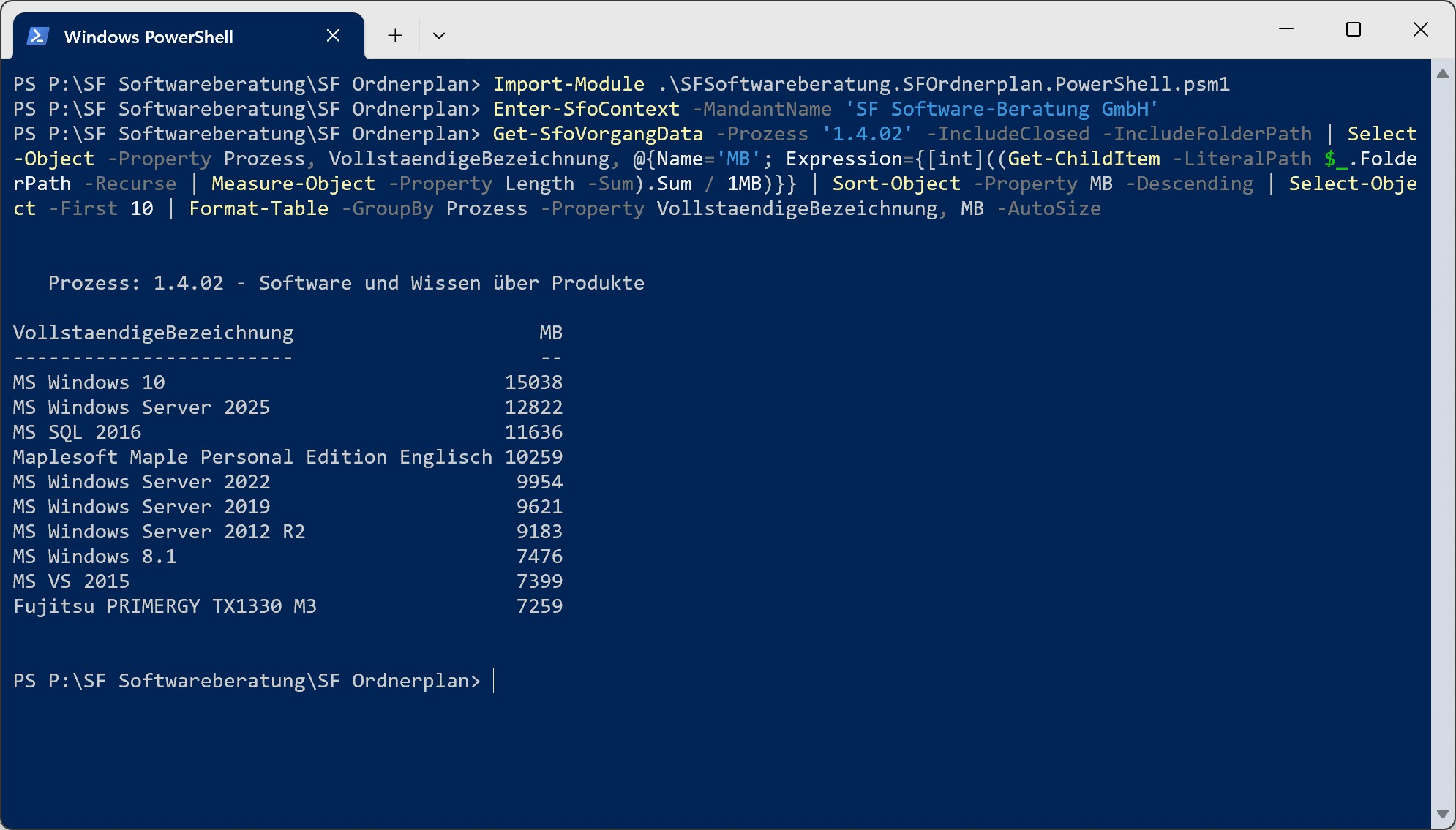 SF Ordnerplan PowerShell-Beispiel