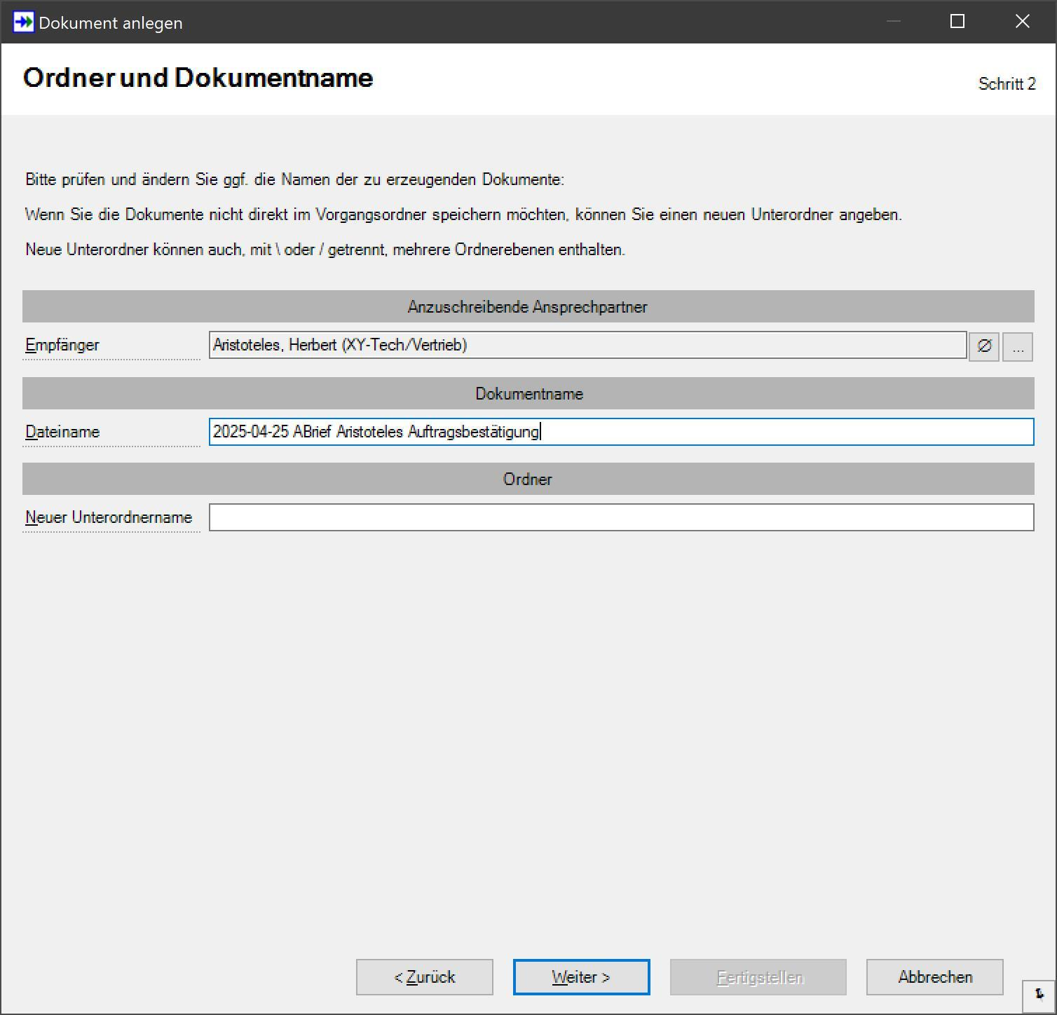 SF Ordnerplan Brief-Dokumentname ergänzt