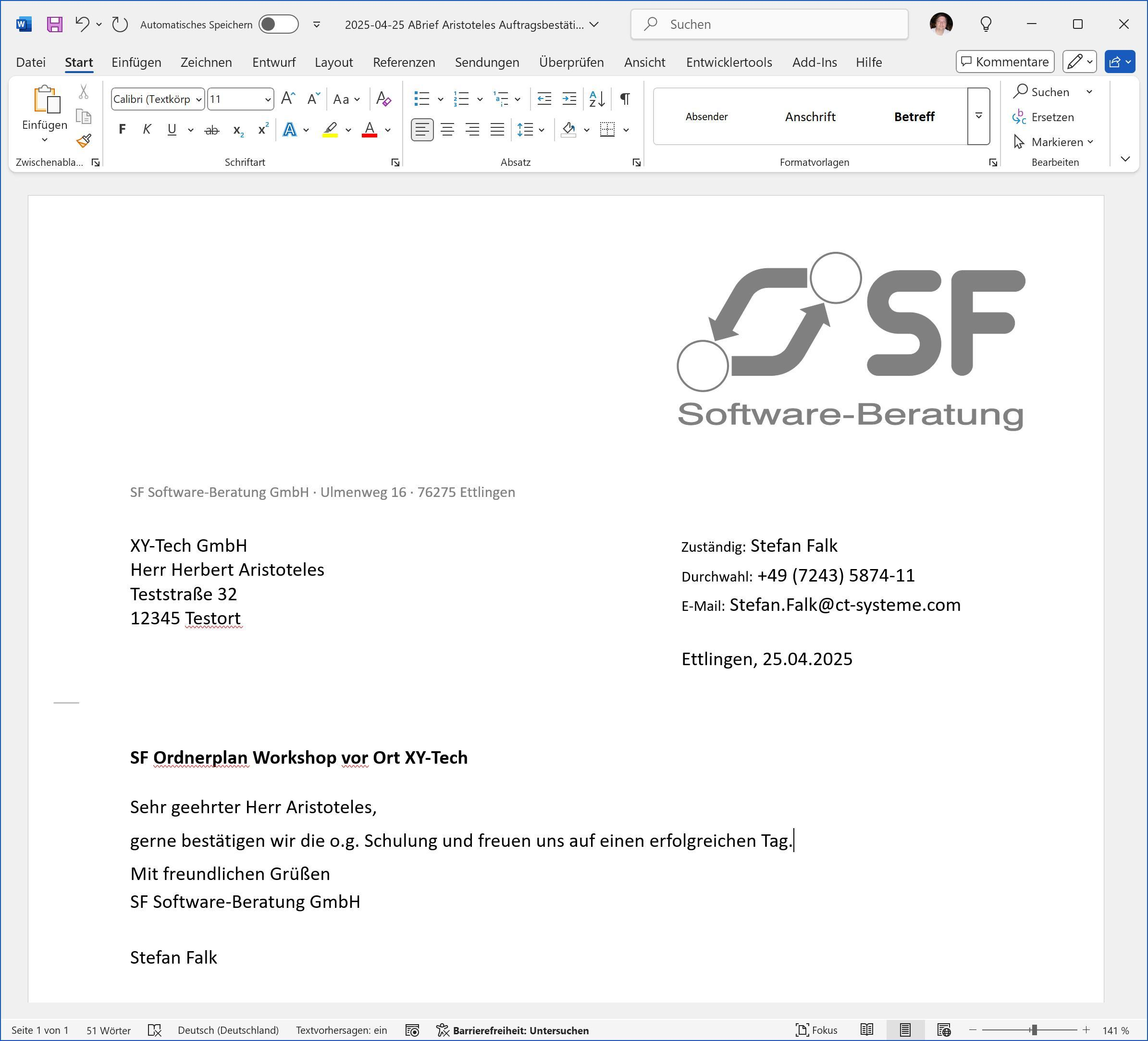 SF Ordnerplan Fertiger Brief