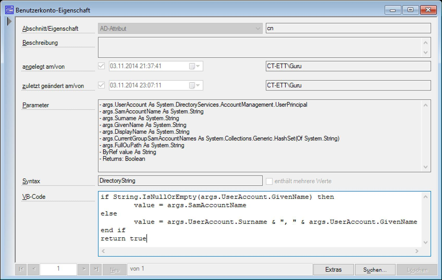SF Serververwaltung Attribut-VB-Code