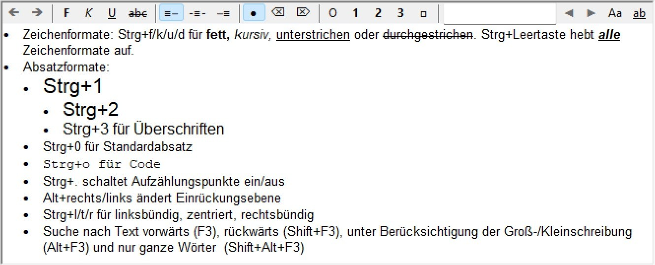 SF Serververwaltung Textformatierung