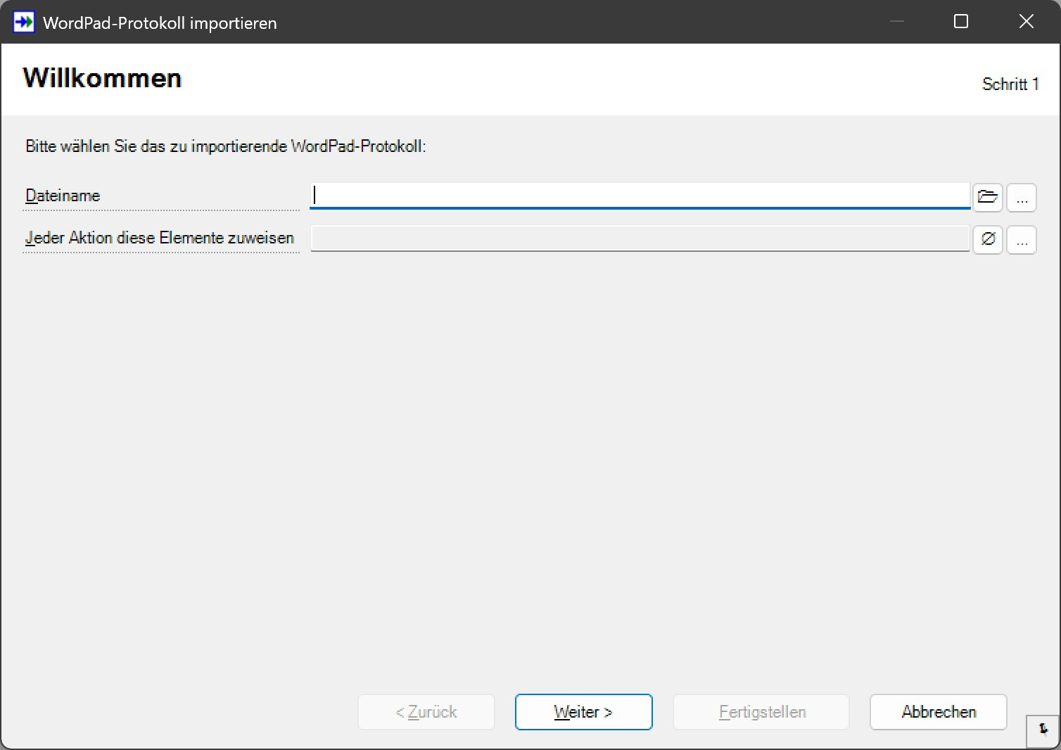 SF Serververwaltung WordPad-Import